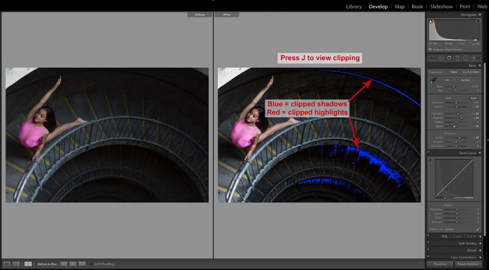 使用Lightroom键盘快捷键编辑一个小女孩在楼梯上摆姿势的照片的截图