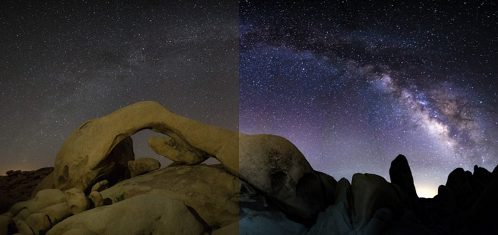 在后处理的天空摄影中，朦胧的天空变成了银河系的辉煌射击