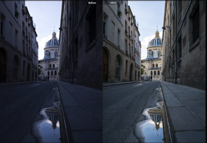 使用免费的Lightroom预设显示街道的前后照片 - 街景