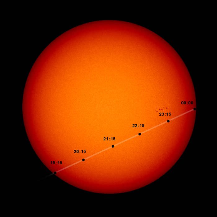 2006年11月8日太阳与水星凌日的照片。
