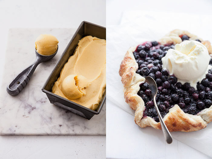 冰淇淋和蓝莓派的食物造型图片