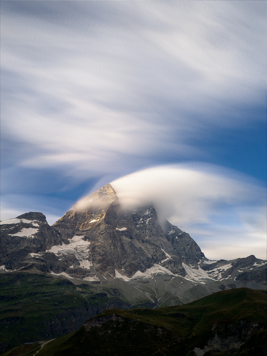The Matterhorn mountain on a cloudy day