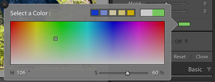 渐变滤镜工具面板的Lightroom截图- Lightroom滤镜的颜色效果