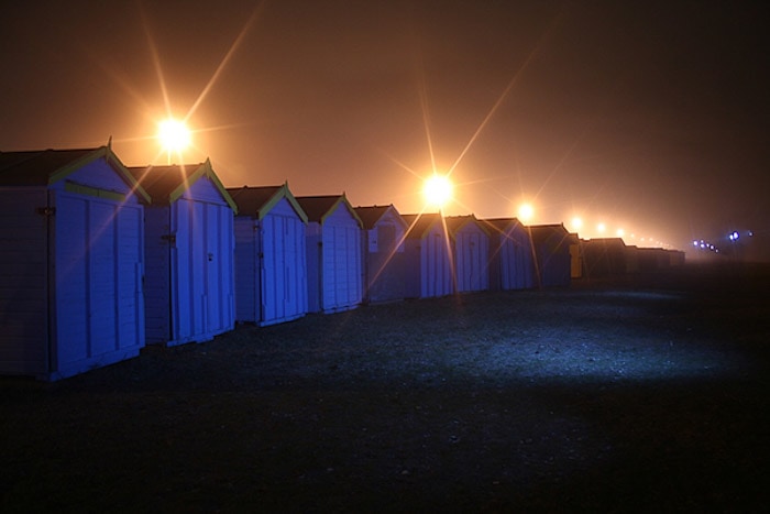 夜摄影射击了一线小木木屋