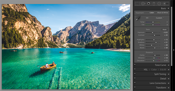 A screenshot showing how to use Lightroom presets on a landscape image